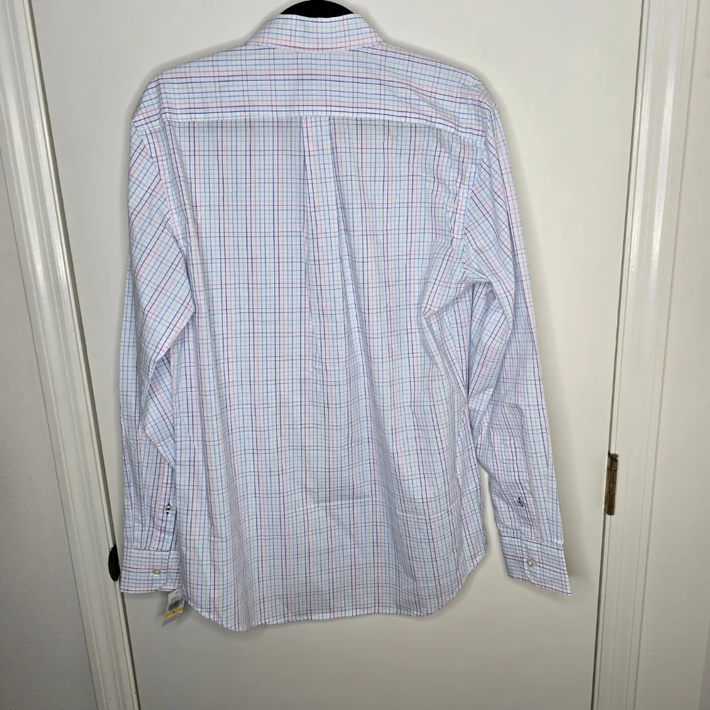 IZOD Men's White Colored Plaid Shirt NWT Medium - Picture 5 of 10